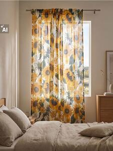Sinsay - Draperie cu model floral pe inele - portocaliu