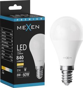 Mexen Nova, Bec LED E14, G45, 8W, lumină caldă - 3000K, 840 lm - L101-E14-0830-01