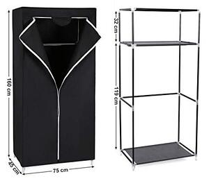 Dulap pentru haine, Songmics, Negru, 75x45x160 cm