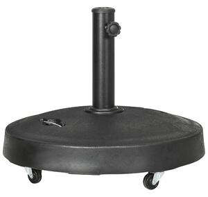 Outsunny Bază Umbrelă 23.5kg cu Manivele și Roți Blocabile, Suport din Rășină/Oțel, Ø53x41 cm, Negru | Aosom Romania