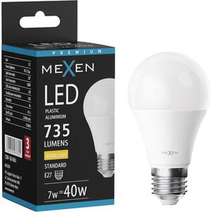 Mexen Nova, Bec LED E27, A60, 7W, lumină caldă - 3000K, 735 lm - L100-E27-0730-01