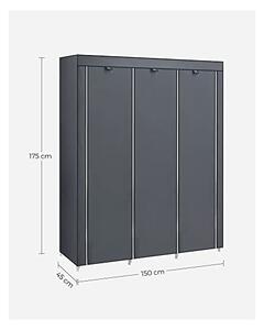 Dulap de haine pliabil, Songmics, Gri, 175 x 150 x 45 cm