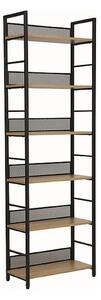 Etajera RAW R6, stejar/negru, PAL laminat/metal, 60x28x187 cm