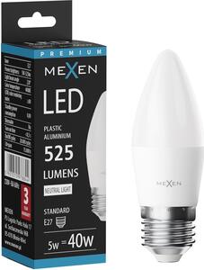 Mexen Nova, Bec LED E27, C37, 5W, Cald - 3000K, 525 lm - L102-E27-0530-01