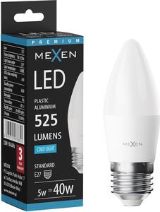Mexen Nova, Bec LED E27, C37, 5W, Neutru - 4000K, 525 lm - L102-E27-0540-01