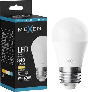 Mexen Nova, Bec LED E27, G45, 8W, lumină caldă - 3000K, 840 lm - L101-E27-0830-01