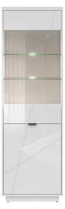 Vitrina FORN, alb lucios, PAL melaminat/sticla securizata, 64x43x201 c