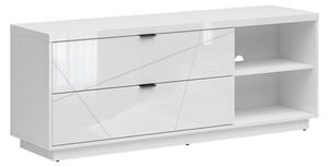 Comoda TV FORN, alb lucios, PAL, 156x43x61 cm
