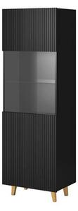 Vitrina PAFOS, negru, PAL laminat/sticla, 60x40x182 cm
