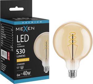 Mexen Vintis, Bec LED spiralat E27, G125, 6W, Cald - 2200K, 530 lm, chihlimbar - L168-E27-0622-50