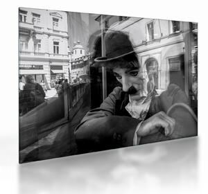 Tablou pe sticlă - Charles Chaplin la Praga (70x50 cm)