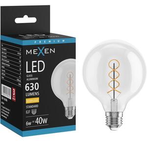 Mexen Vintis, Bec LED spiralat E27, G95, 6W, Cald - 2700K, 630 lm, transparent - L167-E27-0627-00