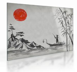 Tablou pe sticlă - Munții Fuji (70x50 cm)