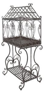 Suport decorativ plante, maro, din metal, aspect vintage