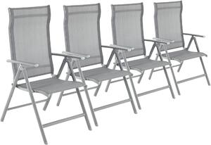 Set 4 scaune de gradina, Songmics, Silver, 150 kg, GCB30GY