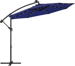 Umbrela de soare, Songmics, 32 de leduri, UPF 50+, Albastru