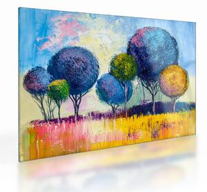 Tablou pe sticlă - Copaci, pictură în ulei (70x50 cm)