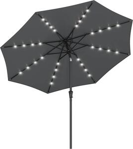 Umbrela de soare, Songmics, 30 grade, Led, UPF 50+, Gri