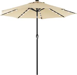Umbrela de soare, Songmics, 270 cm, Led, UPF 50+, Bej