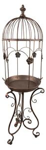 Suport decorativ plante, maro, din metal, cu flori decorative