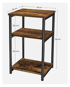 Noptiera cu 2 rafturi, Vasagle, LET273B01, Maro Rustic