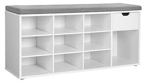 Bancheta tip pantofar, Vasagle, Alb, LHS24WT, 104 x 30 x 48 cm