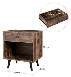 Noptiera, Vasagle, 1 sertar, Maro Rustic, LET71BX, 50 x 40 x 58 cm