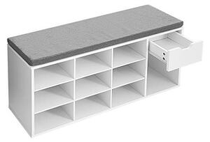 Bancheta tip pantofar, Vasagle, Alb, LHS24WT, 104 x 30 x 48 cm