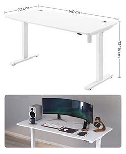 Birou reglabil, Songmics, Ajustabil, Alb, LSD012W01, 140 x 70 x 73/114 cm