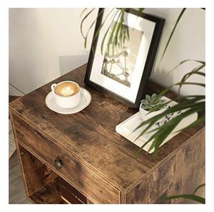 Noptiera, Vasagle, 1 sertar, Maro Rustic, LET71BX, 50 x 40 x 58 cm