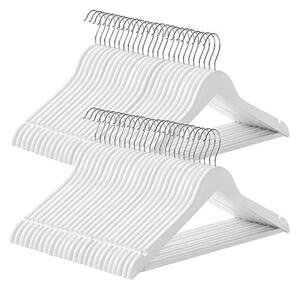 Set 50 umerase din lemn, Songmics, Alb, 44.5 x 23 cm, CRW03W-50