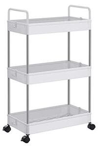 Carucior de depozitare, Songmics, 3 rafturi, KSC019W01, Alb, 22 x 40 x 67 cm