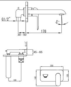 Omnires Sacramento baterie lavoar ascuns crom SC2315CR