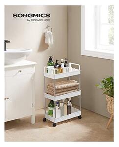 Carucior de depozitare, Songmics, 3 rafturi, KSC019W01, Alb, 22 x 40 x 67 cm