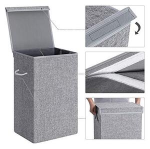 Cos de rufe, Songmics, 85L, LCB01G, Gri, 36 x 36 x 66 cm