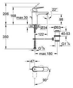 Grohe Eurosmart Cosmopolitan baterie lavoar stativ StarLight Chrome 2339600E