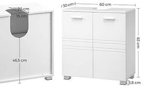Dulap de depozitare pentru lavoar, Vasagle, Alb, 60x30x63 cm