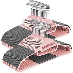 Set de 50 umerase din plastic, Songmics, Roz, 41.5x23.5x0.6 cm