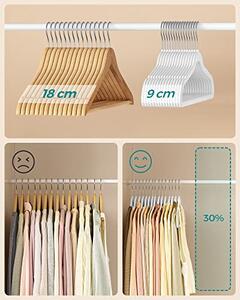 Set de 12 umerase de catifea, carlig rotativ, , Songmics, Alb, 42x21.5x0.5 cm