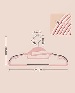 Set de 20 umerase din plastic, Songmics, Roz, 41.5x22.5x0.5 cm