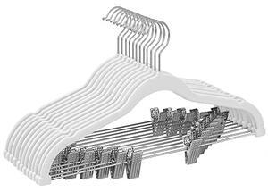 Set de 12 umerase de catifea, Songmics, Alb, 42.5x0.6x23.5 cm