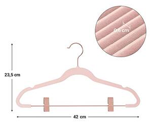 Set de 30 umerase de catifea ajustabile, Songmics, Roz, 45x23x0.5 cm