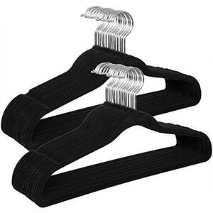 Set de 30 umerase de catifea, Songmics, Negru-Argintiu, 42x21.5x0.5 cm
