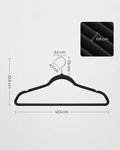 Set de 30 umerase de catifea, Songmics, Negru-Argintiu, 42x21.5x0.5 cm