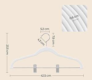 Set de 12 umerase de catifea, Songmics, Alb, 42.5x0.6x23.5 cm