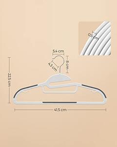 Set de 50 umerase din plastic, Songmics, Alb, 41.5x22.5x0.5 cm