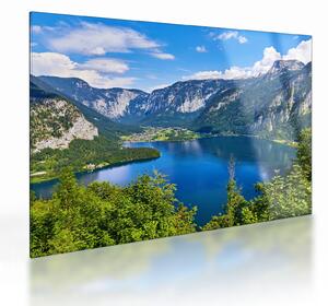 Tablou pe sticlă - Lacul Hallstatt, Hallstatt, Austria (70x50 cm)
