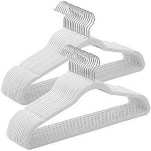 Set de 12 umerase de catifea, carlig rotativ, , Songmics, Alb, 42x21.5x0.5 cm