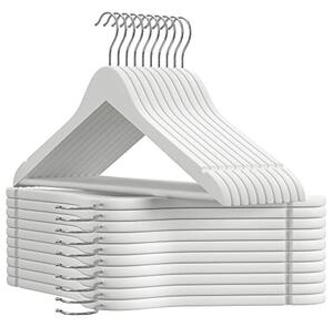 Set de 20 umerase din lemn, Songmics, Alb, 44.5x23x1.2 cm