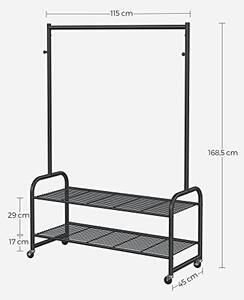 Cuier stender, Songmics, Negru, 120x45x167.5 cm